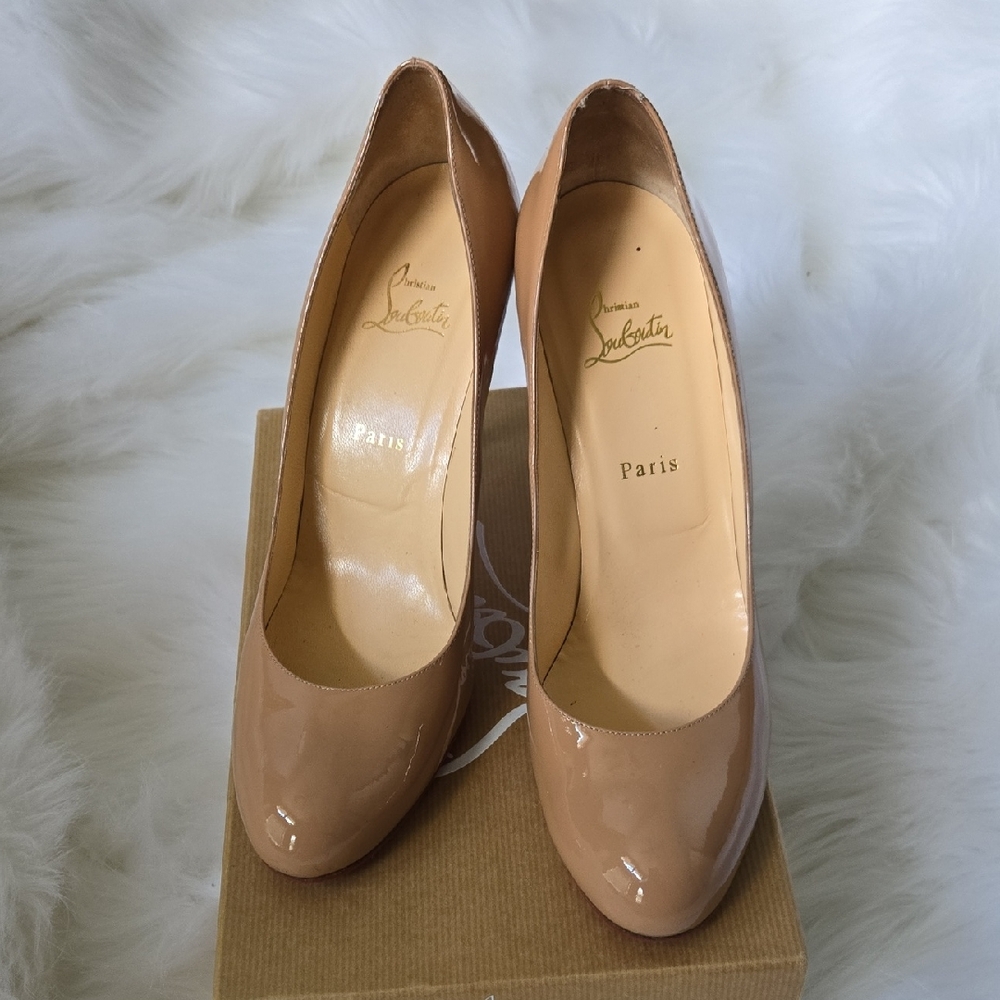 Simple Pump 100 Nude Christian Louboutin Tan Heels Patent CALF Leather